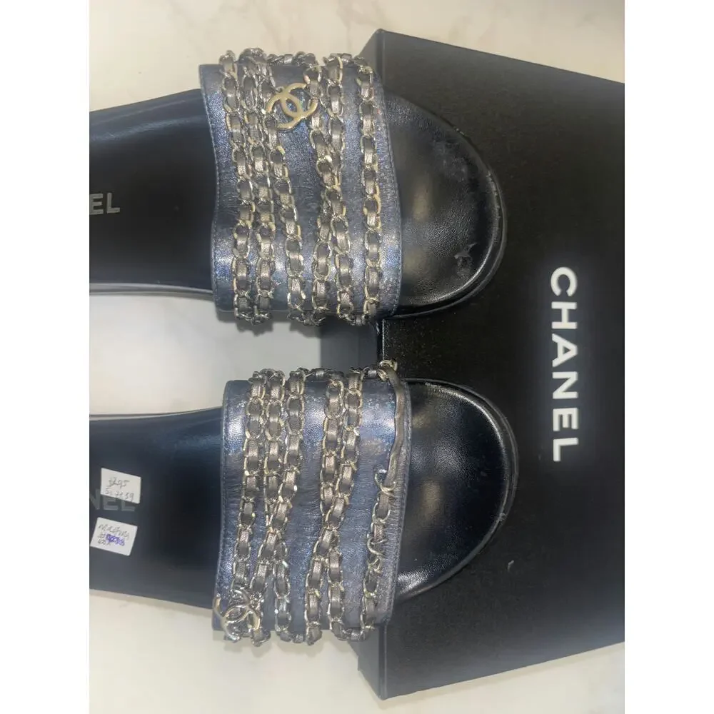 Chanel Chain Detail Slide Sandals
